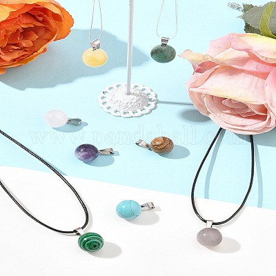 Наборы для самостоятельного изготовления ожерелий с подвесками из натуральных и синтетических драгоценных камней и вощеного шнура DIY-FS0008-47-1