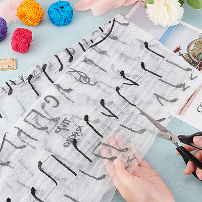 Сетчатая ткань из полиэстера с узором музыкальной ноты DIY-WH0449-28A-1