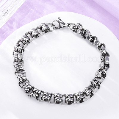 201 браслет-цепочка из нержавеющей стали с византийским узором BJEW-B078-155P-1