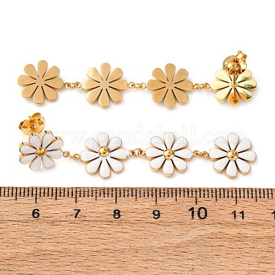 Серьги-гвоздики из нержавеющей стали 304 с эмалью EJEW-K315-05G-01-1