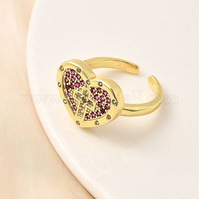 Манжеты из латуни с микро паве кубический цирконий для женщин RJEW-F188-05G-1