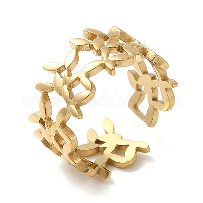 6 шт. набор из 6 колец-манжет из нержавеющей стали 304 в виде бабочки RJEW-P092-02G-M-1