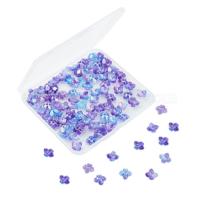 CHGCRAFT 100pcs Cellulose Acetate Bead Caps 4-Petal Flower Shape Resin Spacer Bead Caps for Jewelry Making 