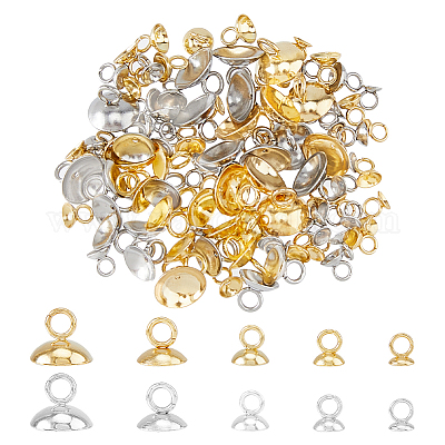 100 шт. 10 стиля 201 и 304 нержавеющая сталь бусины колпачки подвески STAS-FI0001-02-1