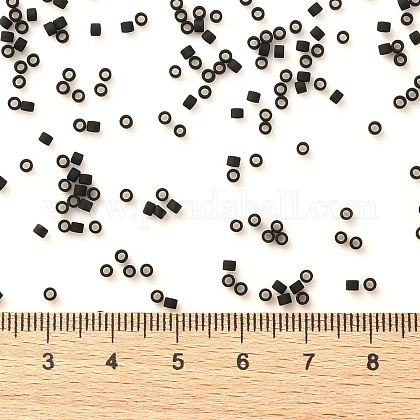 シリンダーシードビーズ  つや消し色  均一サイズ  ブラック  2x1.3~1.5mm  穴：0.8~1mm  約40000個/袋  450 G /袋 SEED-H001-C08-1