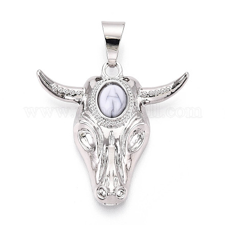 Подвески из латуни и синтетической бирюзы KK-T079-03B-P-1