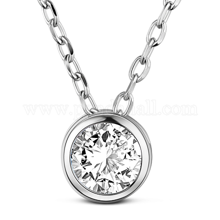 TINYSAND Rhodium Plated 925 Sterling Silver Rhinestone Pendant Necklace TS-N396-ST-1