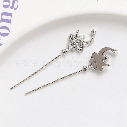 Brass Pave Clear Cubic Zirconia Magic Wand Head Pins BAPE-PW0002-11P-1