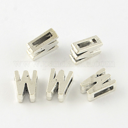 Antique Silver Plated Alloy Letter Slide Charms TIBEP-S296-W-RS-1