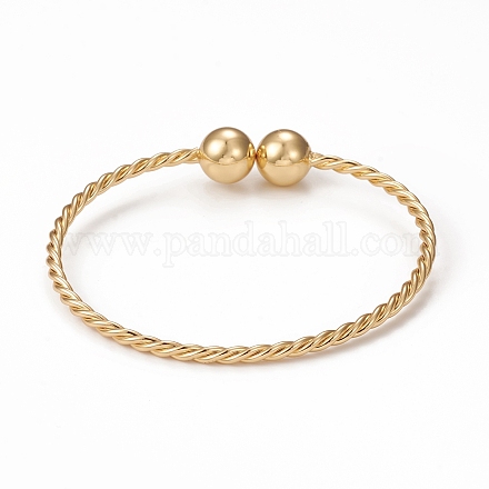 Classici braccialetti con perline in ottone placcato a cremagliera BJEW-E071-11G-1