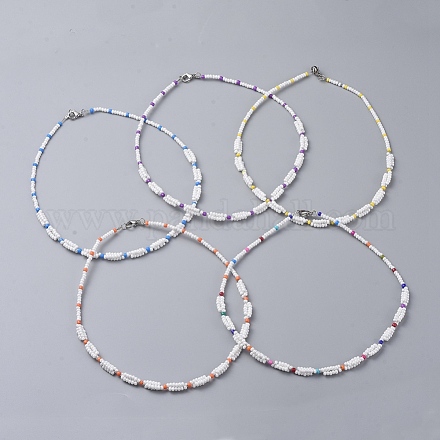 Collares de abalorios de vidrio mostacillas NJEW-JN02596-1