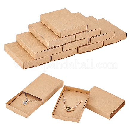 長方形の折りたたみ厚紙紙の引き出しボックス  リング用  ブレスレットと時計のパッケージ  淡い茶色  完成品：7.3x5.35x1.3cm CON-WH0094-15B-1
