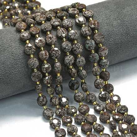 Натуральный красный снежинка обсидиан бисер прядь&nbsp;G-C116-A11-02-1