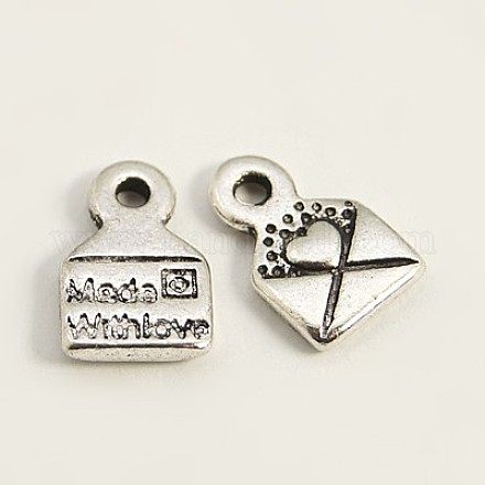 Tibetan Style Alloy Envelope Carved Heart and Word Made with Love Charms for Gift Making LF0643Y-NF-1