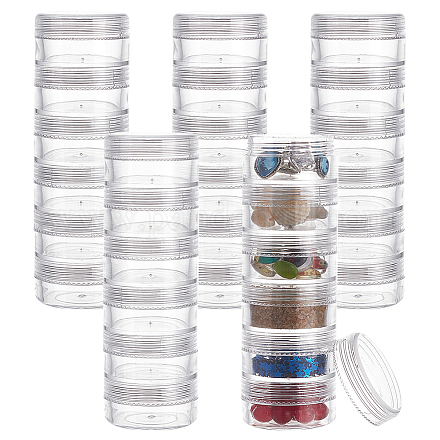 BENECREAT 10G/10ML Stackable Round Plastic Containers 5 Column(6 Layer/Column) Bead Storage Jars for Beads CON-BC0004-39-1