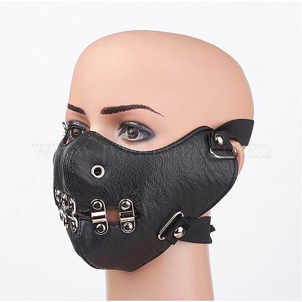 Punk Rock Style PU Leather Mouth Cover AJEW-D038-11-1