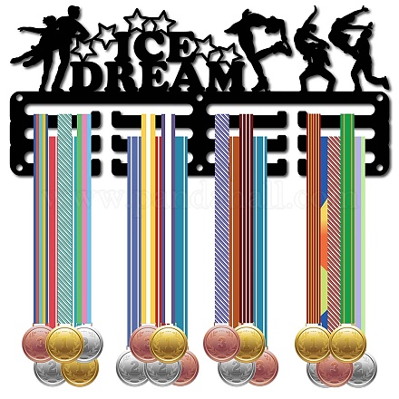 Espositore da parete con porta medaglie in ferro a tema sportivo ODIS-WH0055-050-1