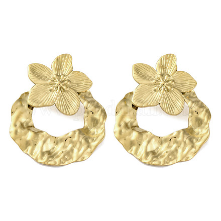 Серьги-гвоздики из нержавеющей стали 304 с цветочной тематикой для женщин EJEW-B110-04G-05-1