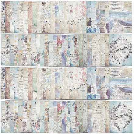 100 hojas 50 patrones océano mapa tema álbum de recortes almohadillas de papel DIY-WH0430-008B-1
