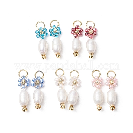 Подвески-цветы из стеклянных бусинок PALLOY-MZ00679-1