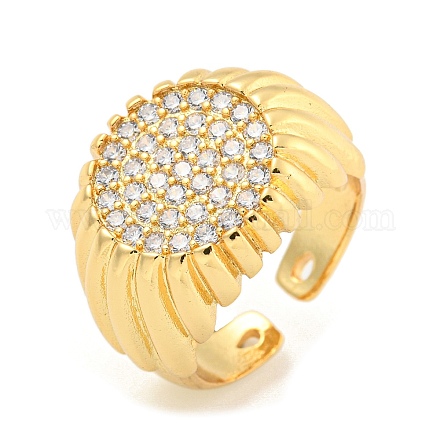 Круглая широко открытая манжета с прозрачным кубическим цирконием RJEW-L121-006G-1