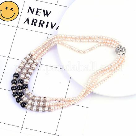 Perle de perle trois colliers à plusieurs niveaux NJEW-Q292-01-1