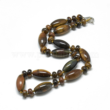 Colliers de perles naturelles en œil de tigre NJEW-S388-13-1