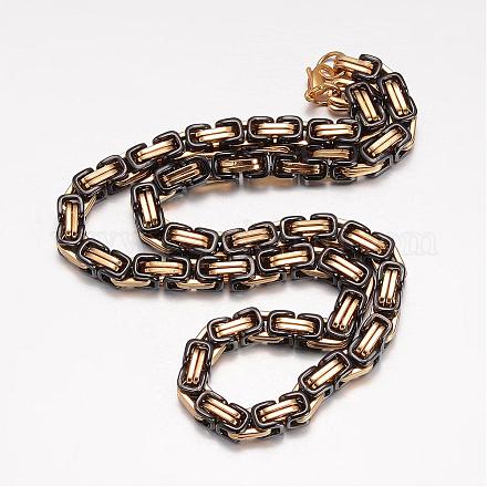 201 Stainless Steel Byzantine Chain Necklaces NJEW-K062-01C4-8mm-1