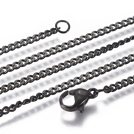 Collares de cadena de bordillo de 304 acero inoxidable NJEW-L162-01A-B-1