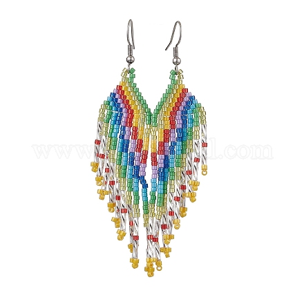 Серьга-гвоздик из нержавеющей стали 304 со стеклянным подвесом EJEW-MZ00177-1