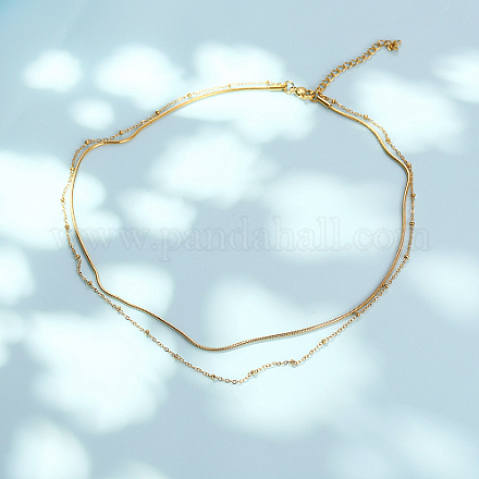 Doppelschichtige Halsketten aus Edelstahl BI6210-1-1