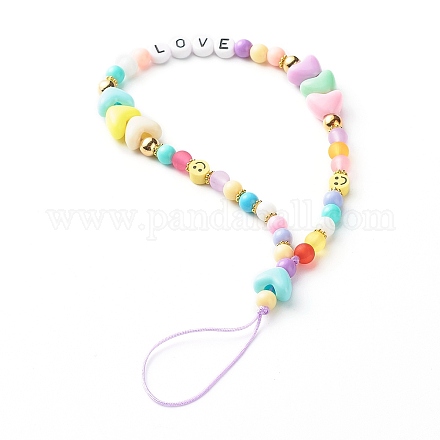 Acrylic Beads and Opaque Polystyrene Plastic Beads Mobile Straps HJEW-JM00556-1