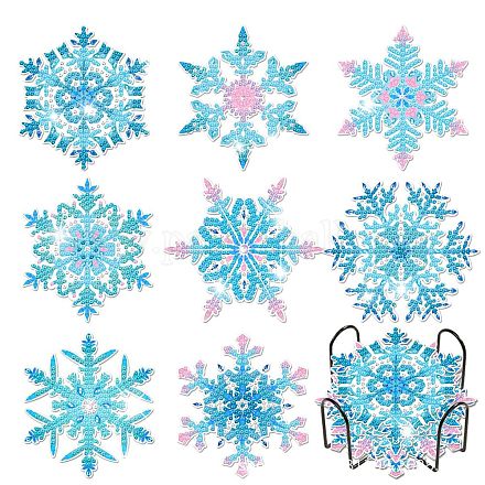 Kit fai da te per sottobicchieri con fiocchi di neve di Natale con pittura con diamanti WG22379-01-1