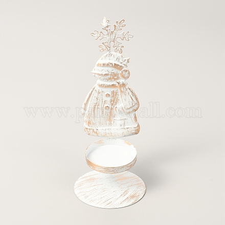 クリスマス用の鉄のキャンドルホルダー  完璧なホームパーティーの装飾  雪だるま  アンティークホワイト  73x174.5mm AJEW-B008-02-1