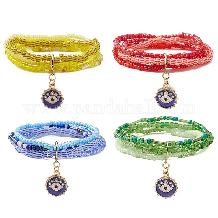 Bracelet multi-brins de perles de graines de verre BJEW-JB09578-1