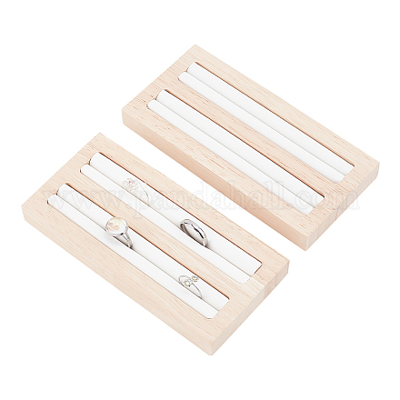 2-Slot Wooden Ring Display Stands ODIS-WH0025-88-1