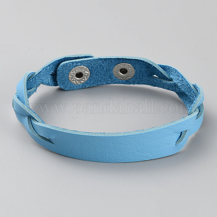 Простой браслет из искусственной кожи с пряжками BJEW-TAC0010-01B-04-1