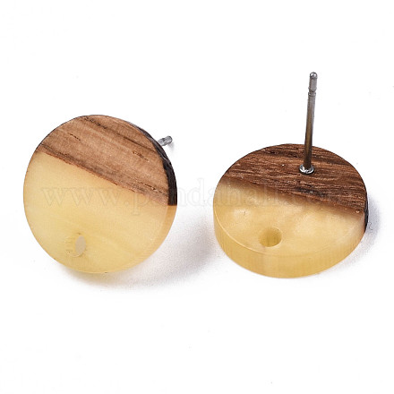 Resin & Walnut Wood Stud Earring Findings MAK-N032-007A-H05-1