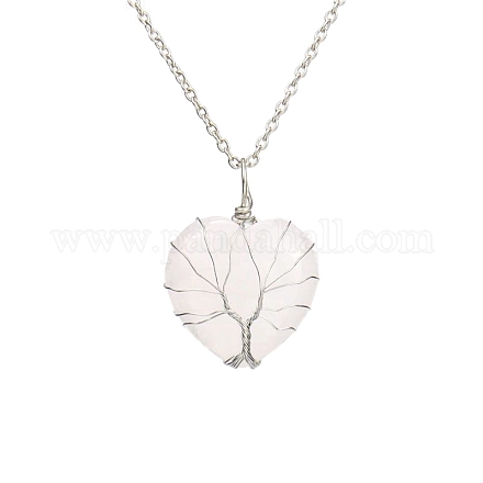 Colliers pendentif coeur en cristal de quartz naturel PW-WG58330-03-1