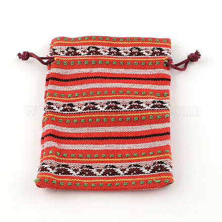 Tela estilo bolsas bolsas de embalaje de cordón étnicos X-ABAG-R006-13x18-01H-1