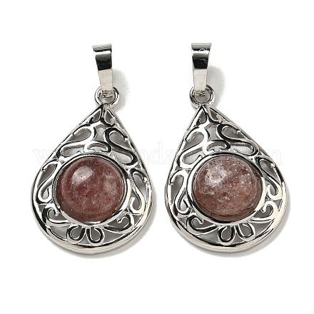 Натуральные кварцевые подвески из клубники G-Q158-05P-09-1