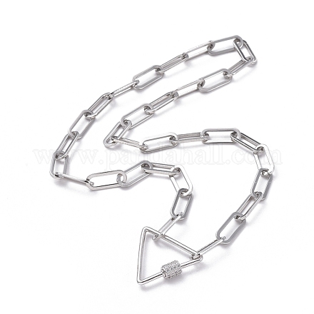 304 acero inoxidable cadena de clip / collares de cadena de cable NJEW-JN02702-01-1