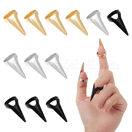 Nbeads 15 個 3 色鉄フィンガーネイルチップ爪リング  爪爪ネイルキャップカバーリング  女性の女の子のために  ミックスカラー  30x17.5mm  内径：15mm  5個/カラー MRMJ-NB0001-24-1