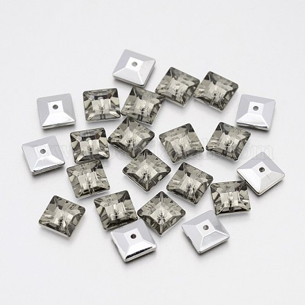 Back Plated Faceted Square Taiwan Acrylic Rhinestone Beads ACRT-M04-8-04-1