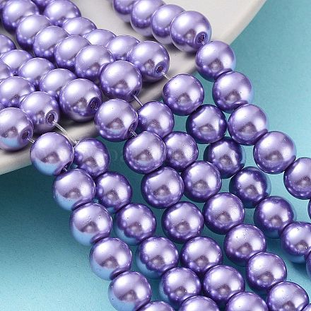 Cottura dipinto di perle di vetro perlato fili di perline rotondo HY-Q330-8mm-27-1