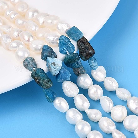 Натуральные апатитовые самородки и нити из натурального культивированного пресноводного жемчуга PEAR-N023-01A-09-1