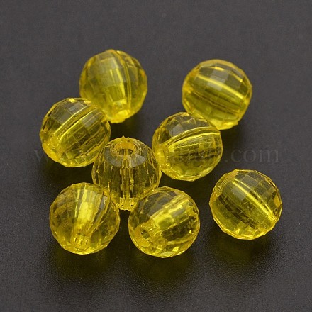 Faceted Round Transparent Acrylic Beads TACR-P053-8mm-25C-1