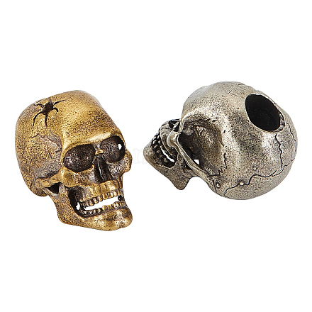 arricraft 2 Pcs Skull Brass Beads FIND-AR0002-30-1