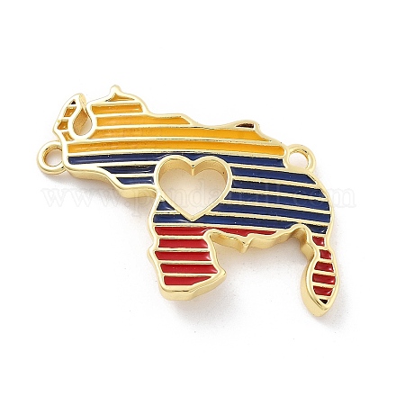 Латунные разноцветные эмалевые полые сердца венесуэла карта соединительные подвески KK-Z098-21G-1