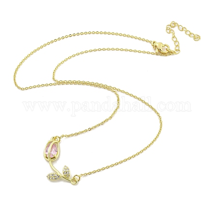 Ожерелья с подвесками из латуни с прозрачным кубическим цирконием NJEW-Z032-01A-1